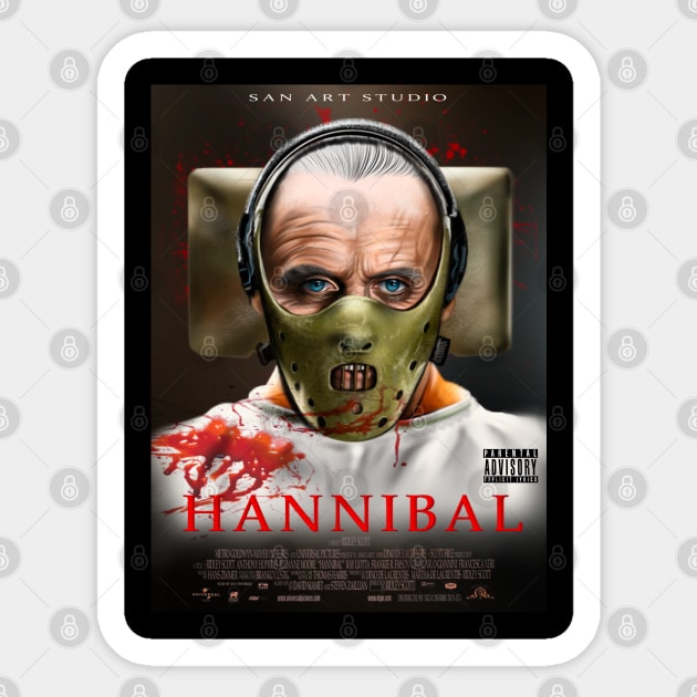 Hannibal Lecter, artwork Sticker by SAN ART STUDIO 